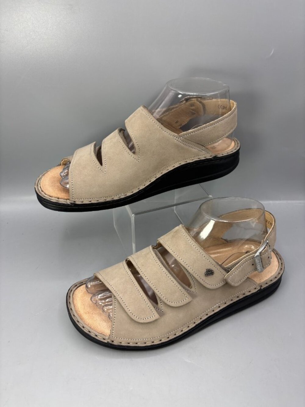 Finn Comfort Sylt Soft Sandal Womens 7 Tan Leather Hook & Loop Open Toe 21874056